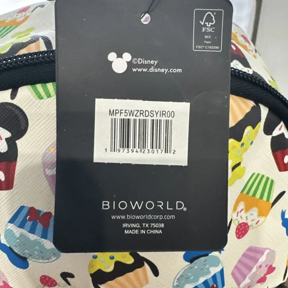 DISNEY'S MICKEY MOUSE & FRIENDS CUPCAKE PRINT BACKPACK NEW